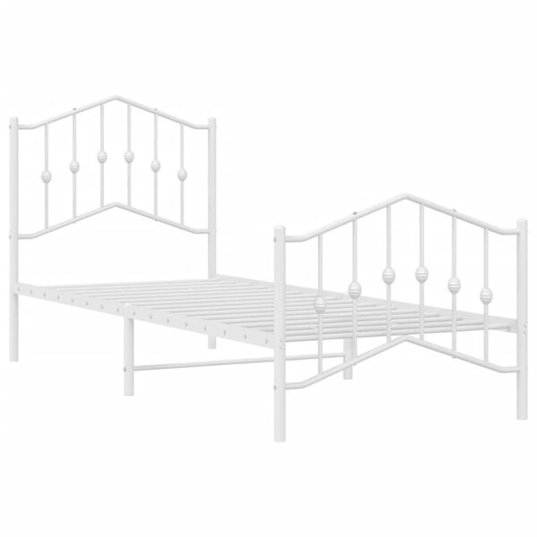 vidaXL Metal Bed Frame without Mattress with Footboard&nbsp;White 90x200cm