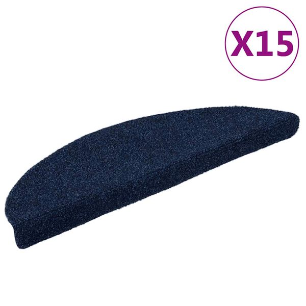 vidaXL Stair Mats Self-adhesive 15 pcs 56x17x3 cm Navy Half Round