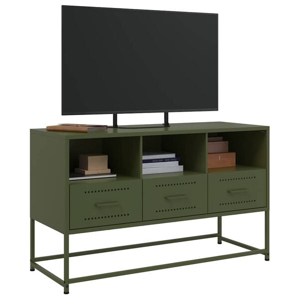 vidaXL TV Cabinet Olive Green 100.5x39x60.5 cm Steel