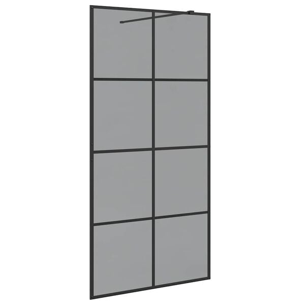 vidaXL Walk-in Shower Wall Black 100 x 195 cm Tempered Glass