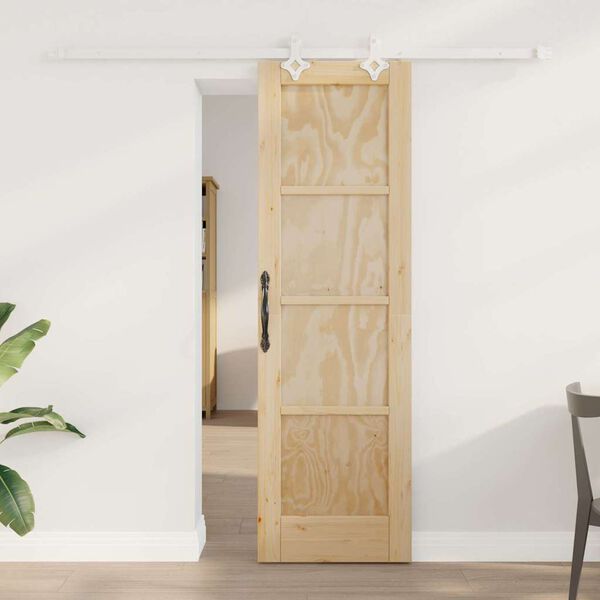 vidaXL Sliding Door Brown 61 x 198.5 cm Solid Pine Wood