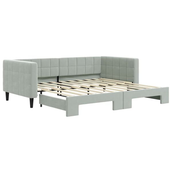 vidaXL Daybed with Trundle without Mattress Light Grey 90x190 cm Single