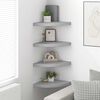 vidaXL Wall Corner Shelves 4 pcs Concrete Grey 35x35x3.8 cm MDF