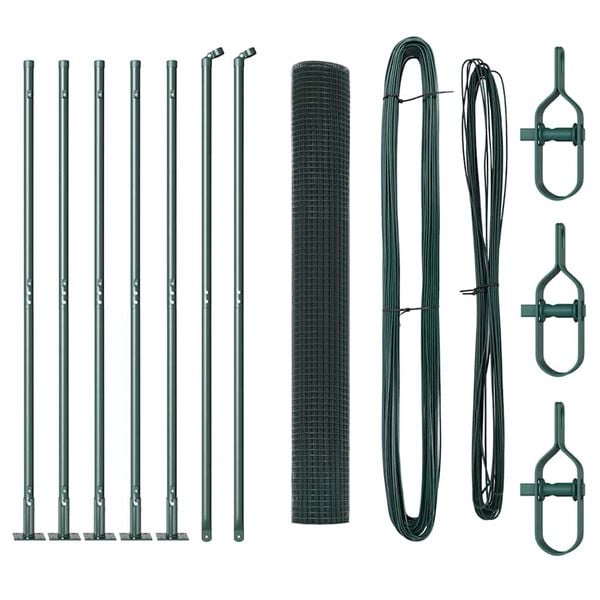 vidaXL Fence Post Green 10 x 1 m (12 x 12 mm mesh) Steel