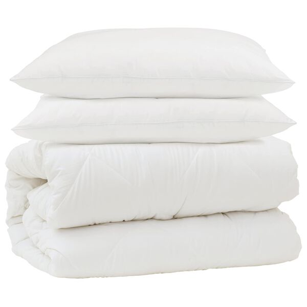 vidaXL Duvet Set with Pillow 3 pcs White Microfiber and Down Feather