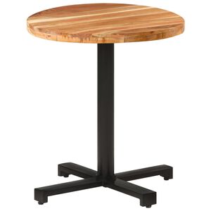 vidaXL Bistro Table | Natural wood, Black | Solid Acacia Wood, Iron | Medium