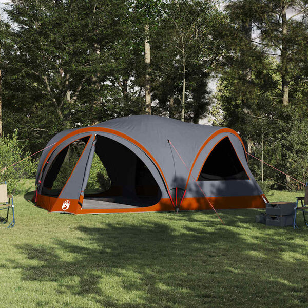 vidaXL Family Tent with Roof Grey and Orange 460 x 430 x 214 cm