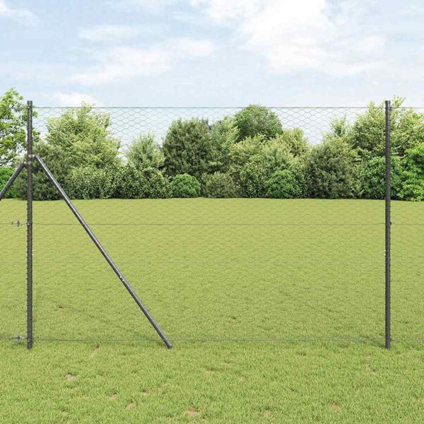vidaXL Fence Post Grey 25 x 1.6 m (36 mm mesh) Steel and PVC