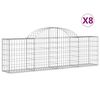 vidaXL Arched Gabion Baskets 8 pcs 200x30x60/80 cm Galvanised Iron