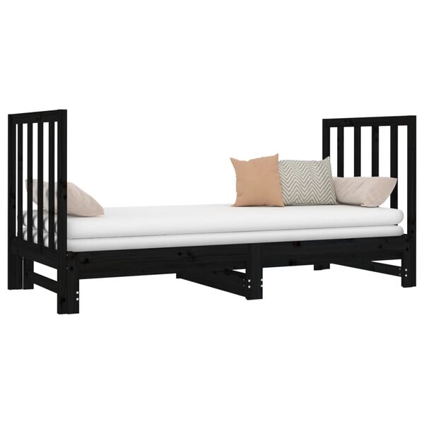 vidaXL Pull-out Day Bed without Mattress Black 2x(90x190) cm