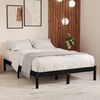 vidaXL Bed Frame without Mattress Black Solid Wood Double