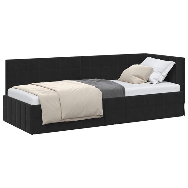 vidaXL Corner Bed Frame with Headboard Black 80 cm x 200 cm Velvet