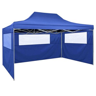 vidaXL Foldable Tent with 3 Walls 3x4.5 m Blue