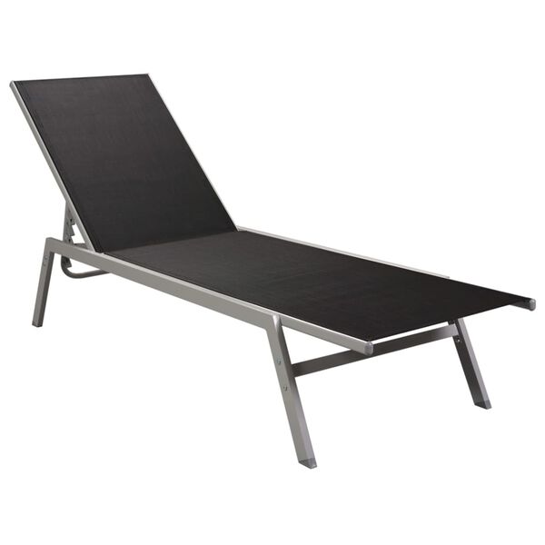 vidaXL Sun Lounger Steel and Textilene Black