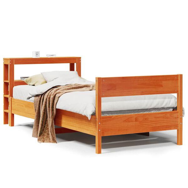 vidaXL Bed Frame without Mattress Wax Brown 90x200 cm Solid Wood Pine