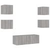 vidaXL 6 Piece TV Wall Units with LED Grey Sonoma Engineered Wood