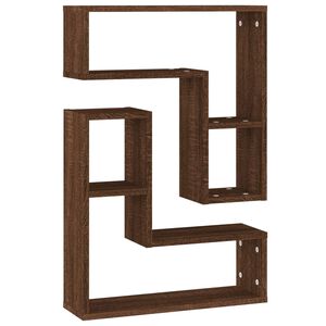 vidaXL Wall Shelves 2 pcs Brown Oak 50x15x50 cm Engineered Wood