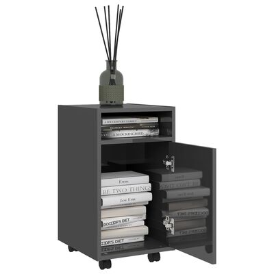 vidaXL Side Cabinet with Wheels High Gloss Grey 33x38x60 cm Engineered Wood