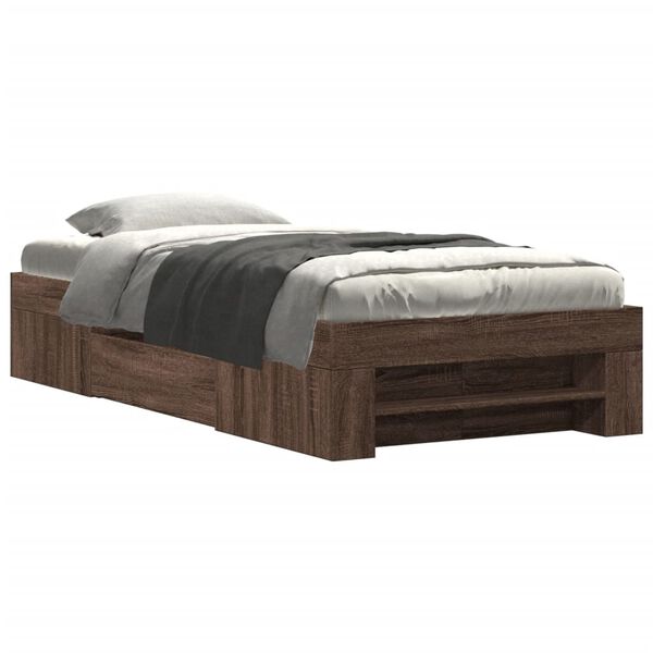 vidaXL Bed Frame without Mattress Brown Oak 100x200 cm Engineered Wood