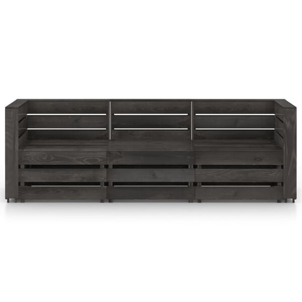 vidaXL 3-Seater Garden Sofa Grey Impregnated Pinewood