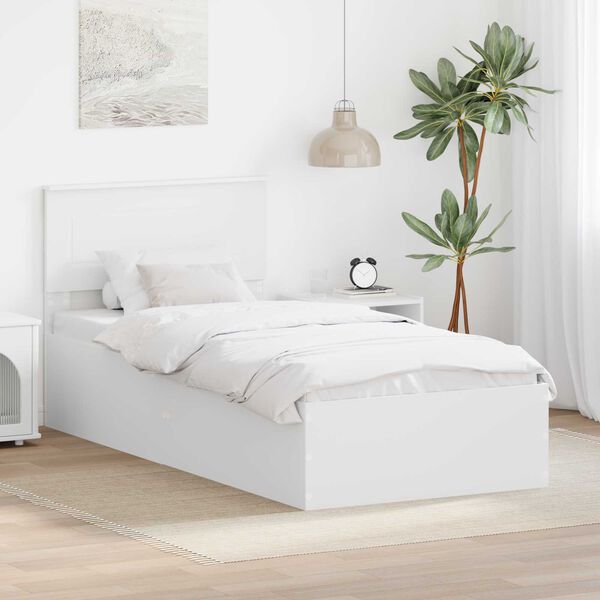 vidaXL Bed Frame with Headboard White 100 x 200 cm Engineered Wood