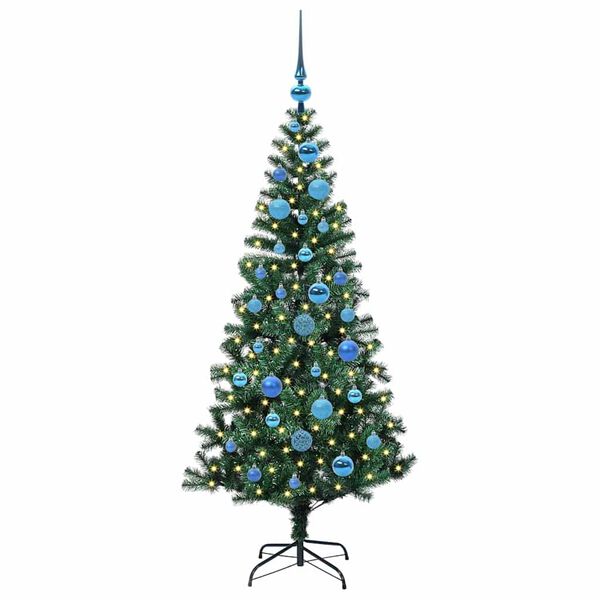 vidaXL Artificial Pre-lit Christmas Tree Green 150 cm PVC and Metal
