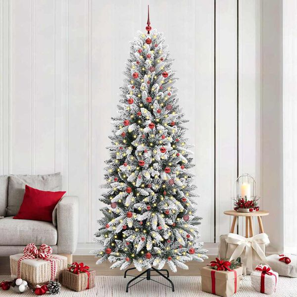 vidaXL Artificial Christmas Tree with 300 LEDs with Stand White 240 cm