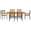 vidaXL Garden Dining Set 7 pcs Black Poly Rattan