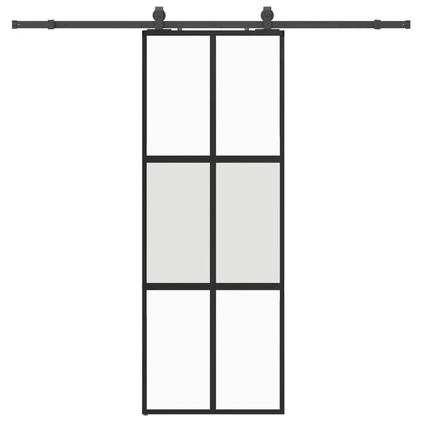 vidaXL Sliding Door with Hardware Set Black 76x205 cm Tempered Glass