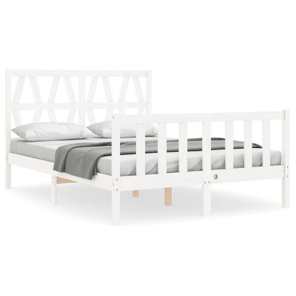 vidaXL Bed Frame without Mattress White Small Double Solid Wood Pine