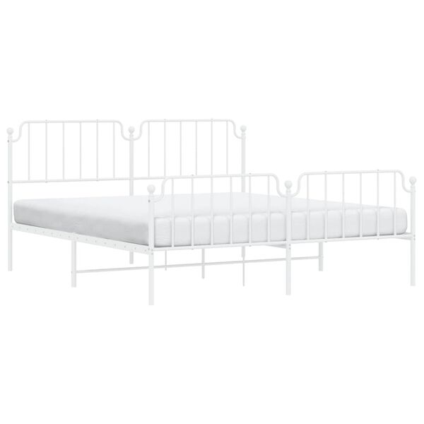 vidaXL Metal Bed Frame without Mattress with Footboard&nbsp;White 183x213cm