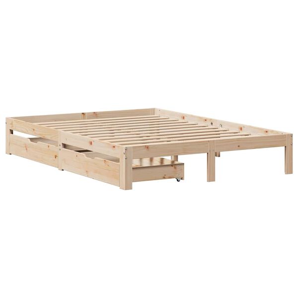 vidaXL Bed Frame with Drawers without Mattress 135x190 cm Double