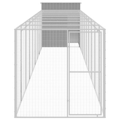 vidaXL Chicken Cage with Run Light Grey 165x1067x181 cm Galvanised Steel