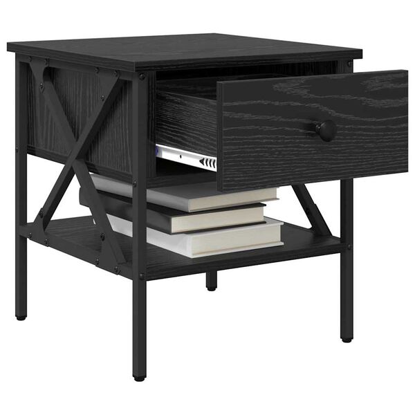 vidaXL Bedside Cabinet with Drawer Black oak 40 x 42 x 45 cm
