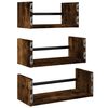 vidaXL 3 Piece Wall Shelf Set with Bars Smoked Oak Engineered wood