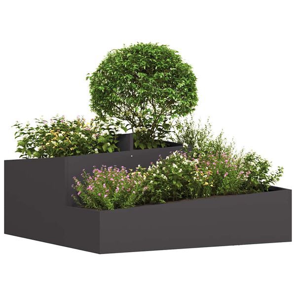 vidaXL Garden Planter Black 100 x 100 x 50 cm Cold-rolled Steel