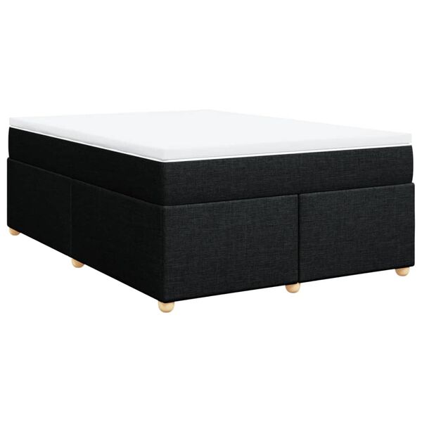 vidaXL Box Spring Bed with Mattress Black 140x200 cm Fabric