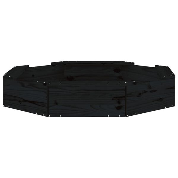vidaXL Sandbox with Seats Black Octagon Solid Wood Pine