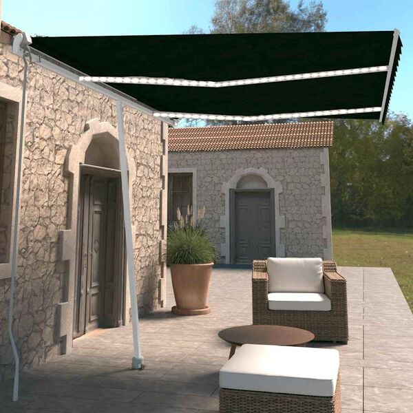 vidaXL Manual Retractable Awning with LED 350x250 cm Anthracite