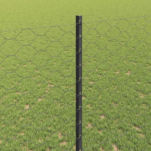 vidaXL Fence with Post Grey 1.4 x 100 m Steel and PVC