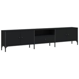 vidaXL TV Cabinet with Drawer Black 200x25x44 cm Engineered Wood