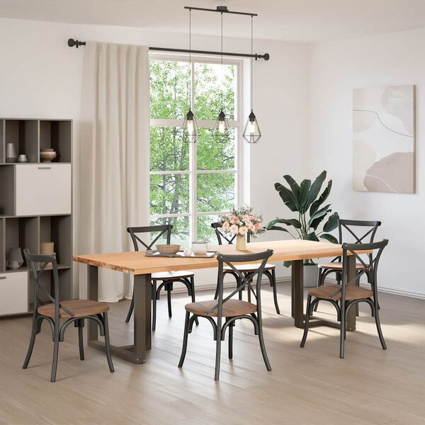 vidaXL Dining Table Legs T-Shaped&nbsp;2 pcs Black 80x35x(72-73) cm Steel