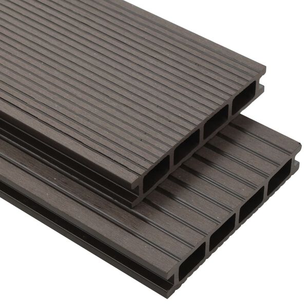 vidaXL WPC Hollow Decking Boards with Accessories 16m&sup2; 2.2m Dark Brown