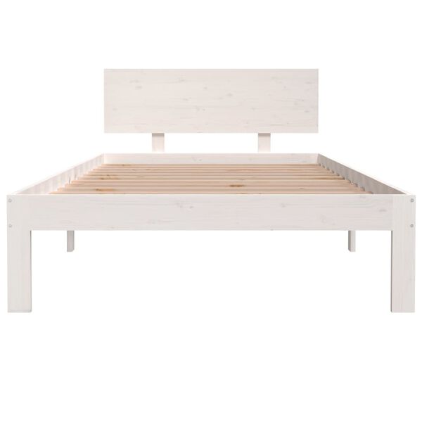 vidaXL Bed Frame without Mattress White Solid Wood Pine 100x200cm
