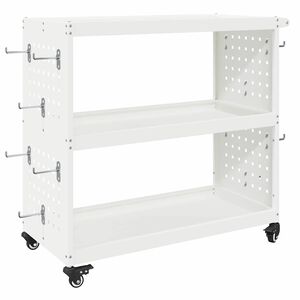 vidaXL Tool Trolley with Shelf White 75 x 35 x 73 cm Cold-rolled Steel