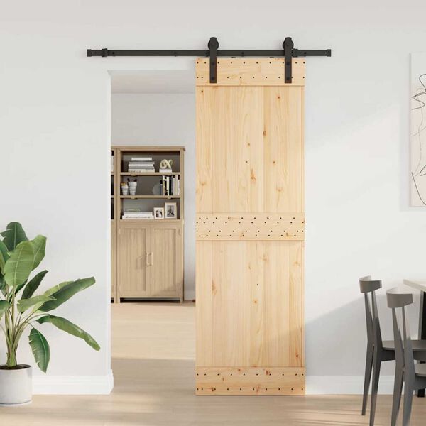 vidaXL Sliding Door with Hardware Set 70x210 cm Solid Wood Pine
