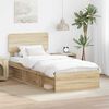vidaXL Bed Frame with Headboard Sonoma 90 x 190 cm Solid Pine Wood