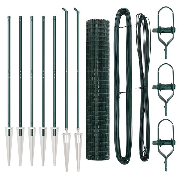 vidaXL Fence with Post Green 1.5 x 10 m Steel