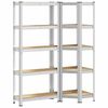 vidaXL 2 Piece 5-Layer Shelves Set Silver Steel&Engineered Wood