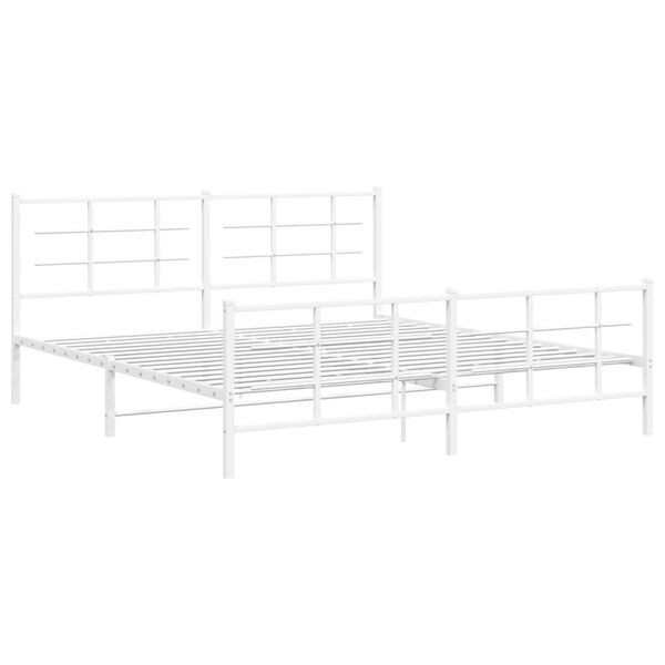 vidaXL Metal Bed Frame without Mattress with Footboard White 183x213cm